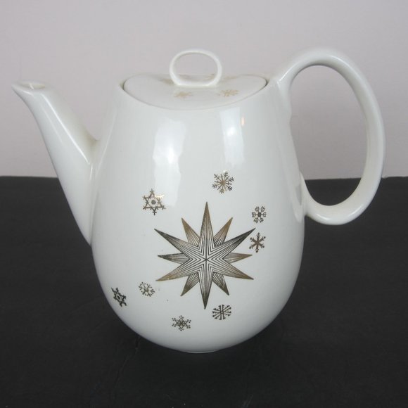 Ceramic Christmas Atomic Star Snowflakes Teapot